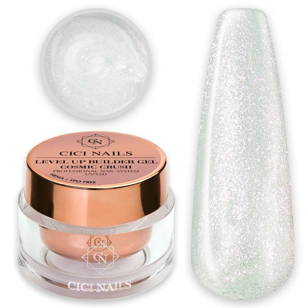 LEVEL UP Cosmic Crush – transparenter Aufbaugel mit silbernem Glitter
